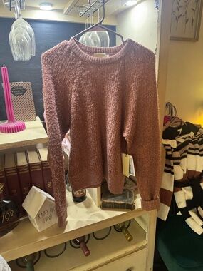 Nation Cozy Crewneck Sweater in Dusty Rose